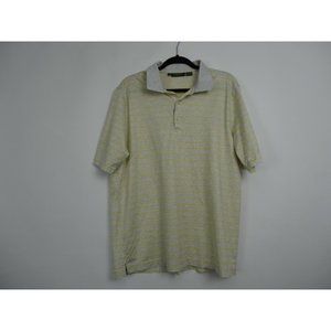 BOBBY JONES YELLON AND GREY PATTERN 100% COTTON POLO SHIRT SIZE LARGE